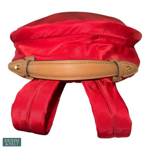 Michael Kors Red Gold Nylon Kelsey Backpack Travel Carry On  display picture 2